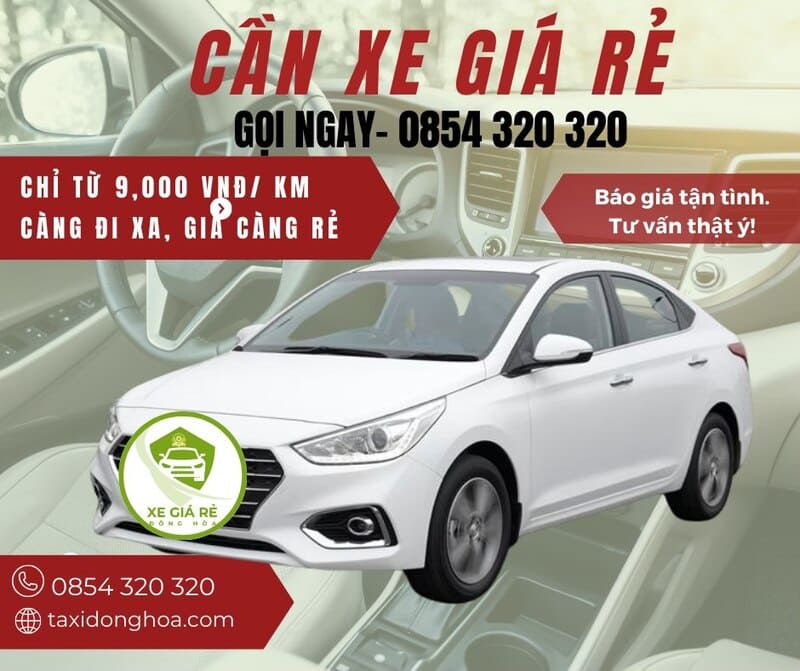 Taxi Đông Hòa: giá cước km xe 4-7 chỗ & số điện thoại 10 hãng